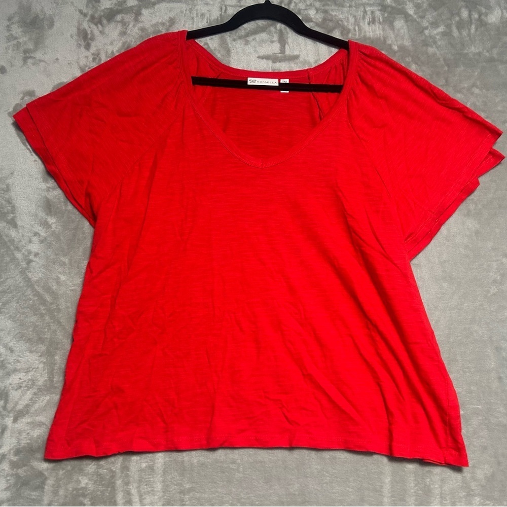 Rafaella Layered Heathered Blouse Top Women’s XXL Red Cotton Modal